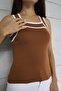 U Striped Striped Collar Thick Strap Summer Women's Knitwear Blouse Undershirt - 5