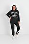 Women's Large Size M Print Detailed Tracksuit Set 8074-25