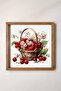 Cherry Basket Painting with Wooden Frame, Watercolor Effect, Cherry Basket Table, Watercolor