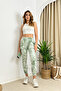Women's Green Tie-Dyed Sweatpants with Stitching Detail and Pockets and Elastic Cuffs - 3