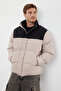 Men's Stone Taslan Regular Fit Color-Blocked Stand Collar Winter Coat Tmnaw25Mo00006