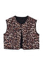 Brown Regular Leopard Print Double Sided Double Face Crop Woven Vest Twoss24Ye00059 - 6