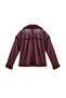 Bordo Peluş Detaylı Suni Deri Biker Ceket Mont TWOAW25MO00066 - 17