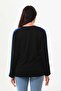 Women's Patterned Crew Neck Long Sleeve Blouse 22689 Black - 4