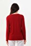 Women's Patterned Crew Neck Long Sleeve Blouse 23596 Claret Red - 5