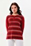 Women's Patterned Crew Neck Long Sleeve Blouse 23596 Claret Red