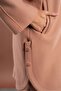 Snap Fastener Side Slit Bat Sleeve Camel Stamp Coat - 6