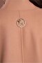 Snap Fastener Side Slit Bat Sleeve Camel Stamp Coat - 8