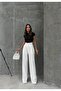 Women's Palazzo Pants with Hook-and-loop Closure, Double Fabric - White - 2