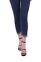 High Waisted SkinnyJean Women's Jeans with Rhinestone Detail on the Legs and Waistband Regular Dark Blue - 2