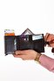 Mechanical Card Holder Black Unisex Faux Vegan Leather Wallet (Rfid) - 3