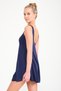 Women's Navy Blue Skirted Dress Swimsuit, Suitable for Sea and Pool, Quick Drying - 5