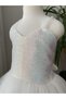 Mermaid Sequin White Children's Evening Dress - 3