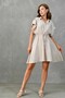 Belted, button-down, shirt collar, flared cut, stone color summer dress 6010 - 8