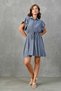 Belted Front Buttoned Shirt Collar Flared Cut Antresite Summer Dress 6010 - 4