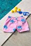 Boy's Palm Tree Patterned Waist Lace Up Swim Shorts