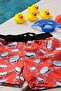 Boy's Orange Crab Printed Waist Lace-up Swim Shorts - 3
