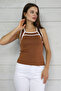 U Striped Striped Collar Thick Strap Summer Women's Knitwear Blouse Undershirt - 4