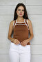 U Striped Striped Collar Thick Strap Summer Women's Knitwear Blouse Undershirt - 3