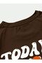 Unisex Today's Struggle Printed Oversize Brown T-shirt - 6