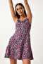 Women's Pink Green Print Strap Textured Knitted Dress Fn03193 - 2