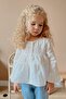 White Voile Front Buttoned Robadan Gathered Ruffle Sleeve Girls' Shirt