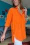 Women's Orange Side Buttoned Skirt Tasseled Shirt GK-AYN1666