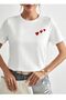 White Red Heart Printed Oversize T-shirt