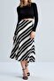 Zebra Pattern Viscose Satin Fabric Midi Ecru Skirt - 3