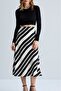 Zebra Pattern Viscose Satin Fabric Midi Ecru Skirt