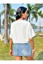 White Rainbow Printed Women's Oversize Crop Top - 5
