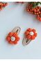 Daisy (Click Clack) Clip / Orange Niche Hair Accessory That Reflects Your Hair's Style 1 Pair - 3