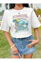 White Rainbow Printed Women's Oversize Crop Top