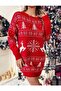 Jacquard Knitted New Year's Patterned Mini Knitwear Sweater-Dress - 3