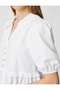 Mini Poplin Shirt Dress with Balloon Sleeves, Baby Collar, Buttons - 5