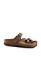 Women's Brown Nubuck Flip Flops Summer Slippers - 3