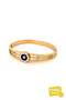 Gold Zircon Blue Hudson Steel Handcuff Bracelet