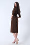 Double Breasted Collar Midi Crepe Dress Brown0104010 - 4
