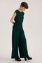 Green Elastic Waist Pleated Pocket High Waist Trousers - 3