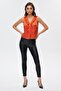 Ruffle Detailed V-Neck Satin Blouse - 3