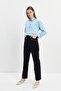 Navy Blue Stripe Detailed 5-Pocket Gabardine Trousers - 6