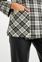 Black Double-breasted Unlined Pocket Tied Plaid Jacket - 4