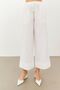 White Linen High Waist Trousers with Elastic Waist - 5