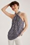 الأرجواني الرسن الرقبة بلوزة
