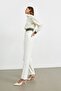 Cream 5 Pocket High Waist Pipe Leg Trousers - 3