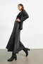 Black Faux Leather Maxi Skirt with Elastic Waist - 3