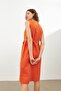 Tile Linen V-neck Belted Sleeveless Midi Dress - 4