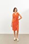 Tile Linen V-neck Belted Sleeveless Midi Dress