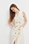 Ecru Belted Shawl Collar Maxi Dress - 2