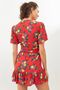 Red V-Neck Half Sleeve Mini Dress - 7